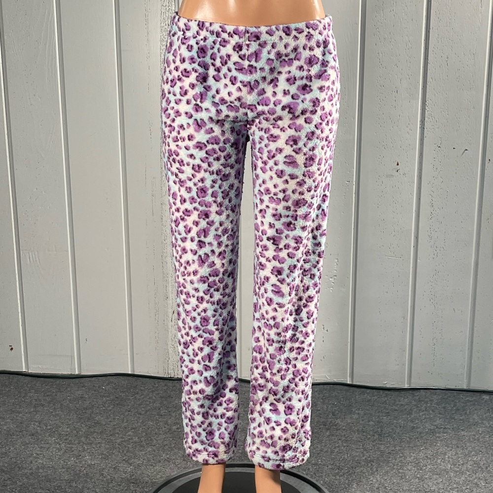 *Women's Purple & Blue Leopard Print Pajama Pants Sz L